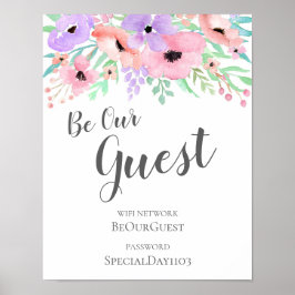 Poster Sinal de Casamento - Senha Wifi Fluxo de Cores de 