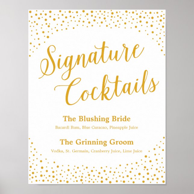 Poster Sinal de Casamento - Signature Cocktail Confetti S (Frente)