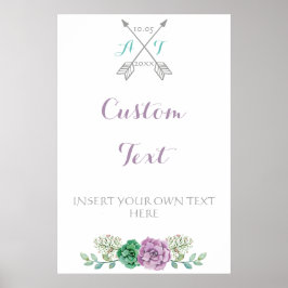 Póster Sinal de casamento Texto personalizado, flor bothâ