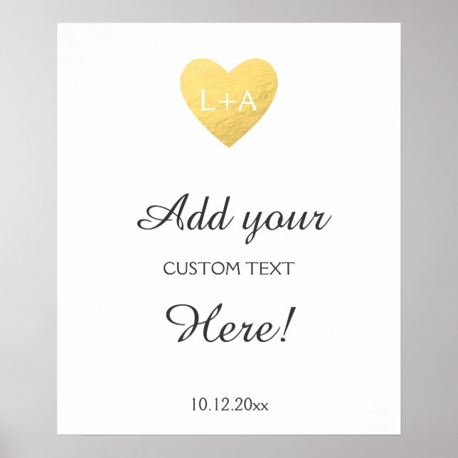 Póster Sinal de casamento: texto personalizado, modelo de (Frente)