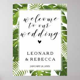 Poster Sinal de casamento Tropical elegante Bem-vindo | f