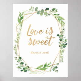 Poster Sinal de casamento verdejante O amor é doce
