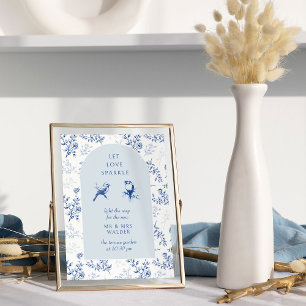 Poster Sinal de Casamento Vintage Chinoiserie para Desped