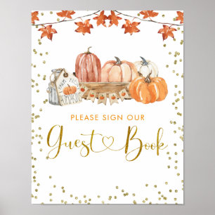 Poster Sinal de Catapora de Pumpkin de Queda Laranja Sina