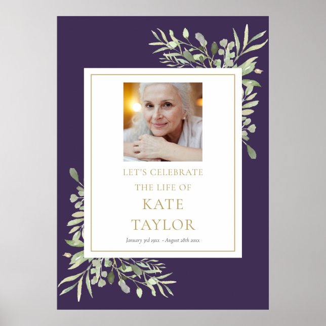 Poster Sinal de Celebração da Vida com Folhagem Verde Rox (Frente)