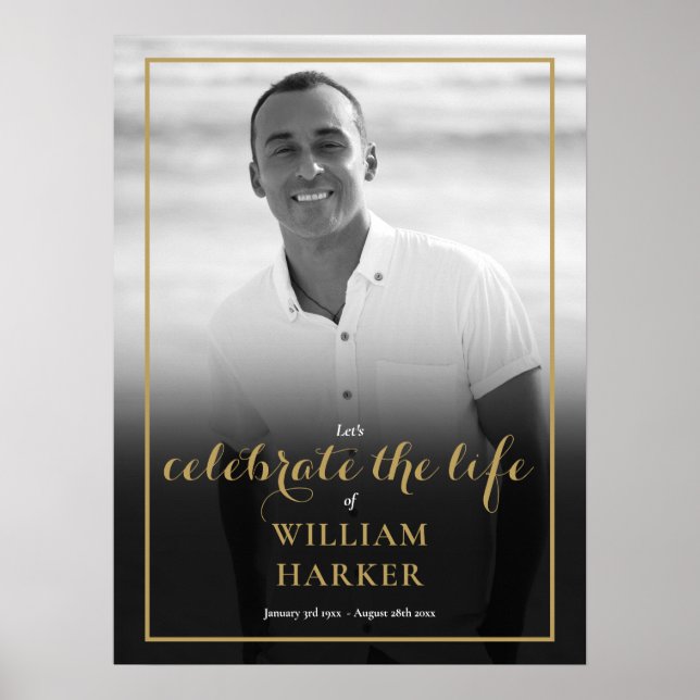 Poster Sinal de Celebração de Vida em Foto Preto e Branco (Frente)