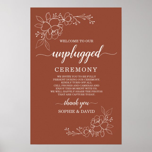 Poster Sinal de Cerimônia de Casamento Boho Terracotta Un (Frente)