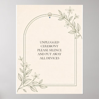 Poster Sinal de Cerimônia de Casamento Botânico de Oliva