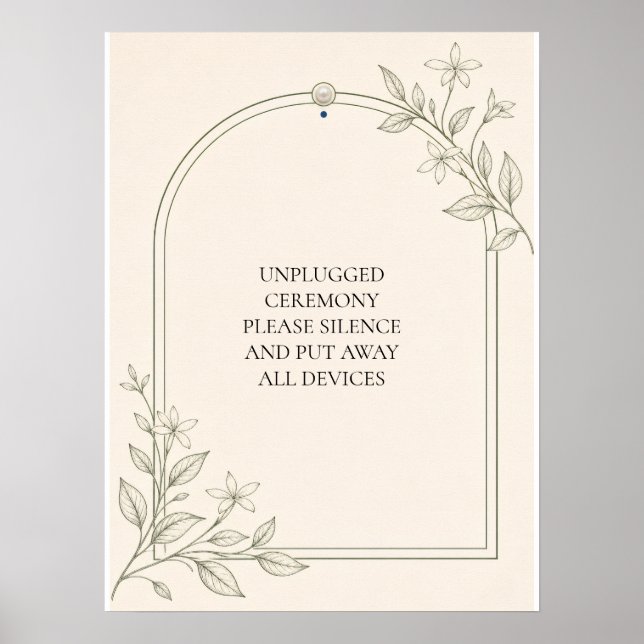 Poster Sinal de Cerimônia de Casamento Botânico de Oliva  (Frente)