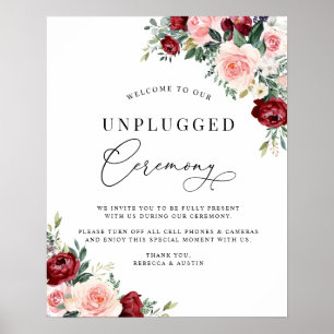 Poster Sinal de Cerimônia de Casamento Floral de Watercol