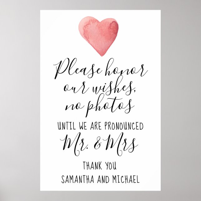 Poster Sinal de Cerimônia de Casamento Gratuito da Câmara (Frente)