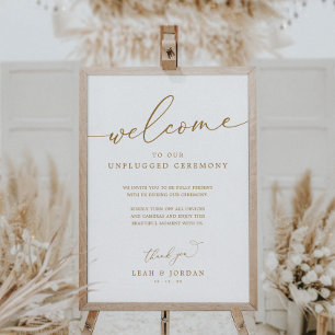 Poster Sinal de Cerimônia de Casamento Rústico Dourado Se