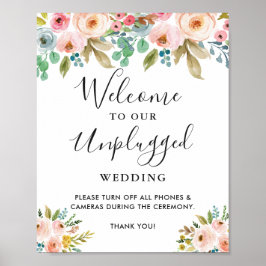 Poster Sinal de Cerimônia de Casamento Sem Ligação Floral