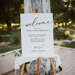 Poster Sinal De Cerimônia De Casamento Simples Preto E Wh
