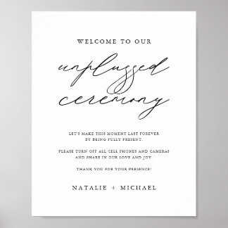 Poster Sinal de Cerimônia de Casamento Unplugado Elegante