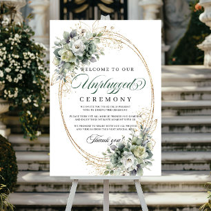 Poster Sinal de Cerimônia Desconectada Boho Greenery Dour