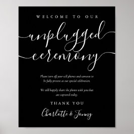 Poster Sinal de Cerimônia Desconectada em Script Preto e 