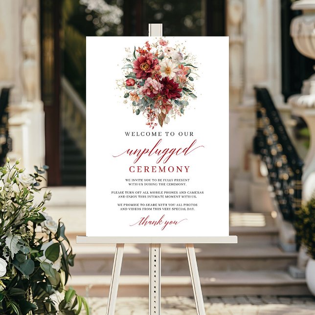 Poster Sinal de Cerimônia Desconectada em Terracota Boho  (Elegant Terracotta Boho Unplugged Ceremony Sign

)