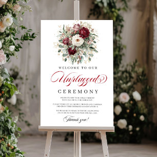 Poster Sinal de Cerimônia Desconectada Rustic Blush Burgu
