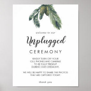 Poster Sinal de cerimônia desplugada de casamento verde