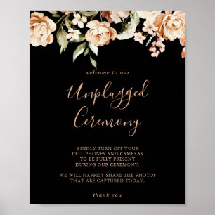 Poster Sinal de Cerimônia Real Floral Real Preta Despluga