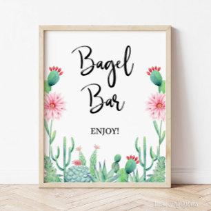 Poster Sinal de Chá de Bagel Festa de Cactus Fiesta