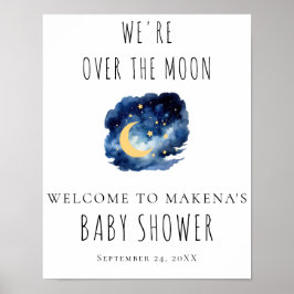 Poster Sinal de Chá de Bebê Além da Lua