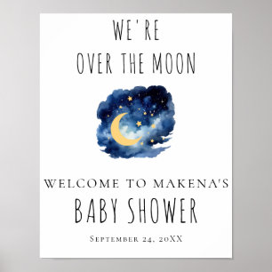Poster Sinal de Chá de Bebê Além da Lua