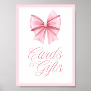 Poster Sinal de Chá de Bebê Coquette com Laço Rosa