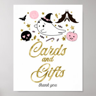Poster Sinal de Chá de Bebê de Menina de Halloween com Ca