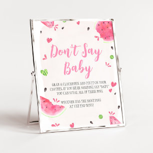 Poster Sinal de Chá de Bebê Menina Melancia Não Diga Bebê