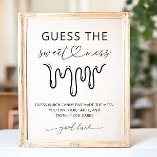 Poster Sinal de Chá de Bebê Minimalista Adivinhe a Doce B