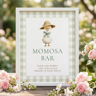 Poster Sinal de Chá de Bebê Silly Goose Gingham Momosa Ba