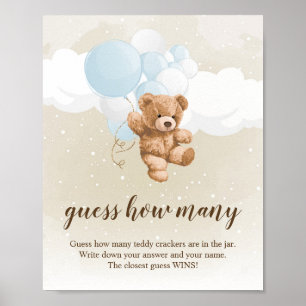 Poster Sinal de Chá de Bebê Urso de Pelúcia Neutro