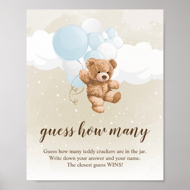Poster Sinal de Chá de Bebê Urso de Pelúcia Neutro (Frente)