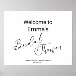 Poster Sinal de Chá de Caligrafia Negra Simples