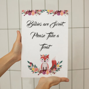Poster Sinal de Chá de fraldas da Floresta Floral