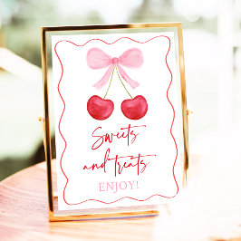 Poster Sinal de Chá de fraldas das Ameaças de Cereja de A