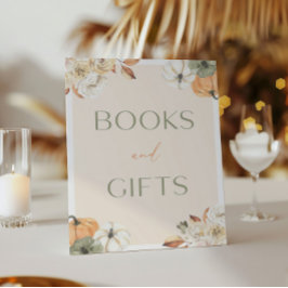 Poster Sinal De Chá de fraldas De Abóbora E Presente