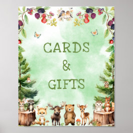 Poster Sinal de Chá de fraldas de Animais da Floresta