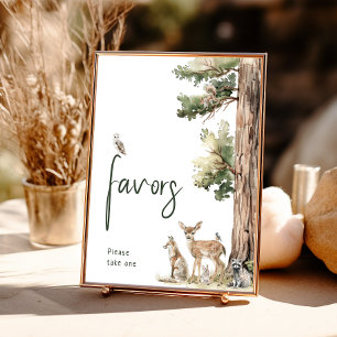 Poster Sinal de Chá de fraldas de Animais Florestais