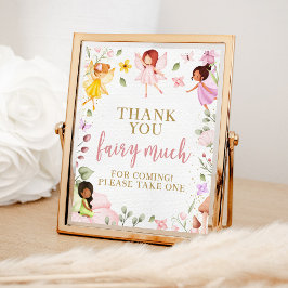 Poster Sinal de Chá de fraldas de Aniversário de Fada Mág