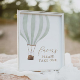 Poster Sinal de Chá de fraldas de Balão de Ar Quente Verd