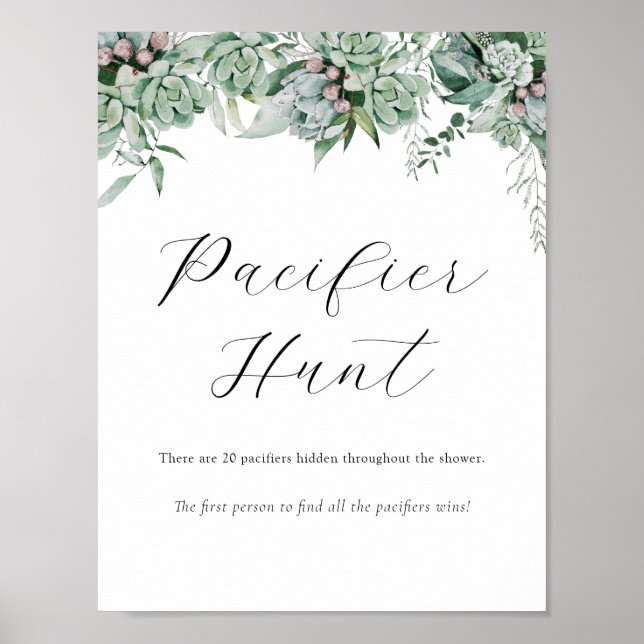 Poster Sinal de Chá de fraldas de Caça com Pacificador (Frente)