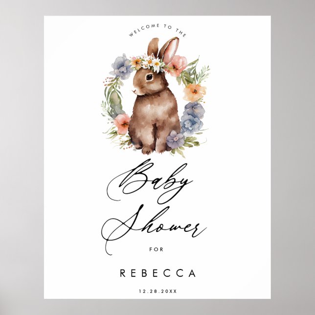 Poster sinal de chá de fraldas de coelho de flor silvestr (Frente)