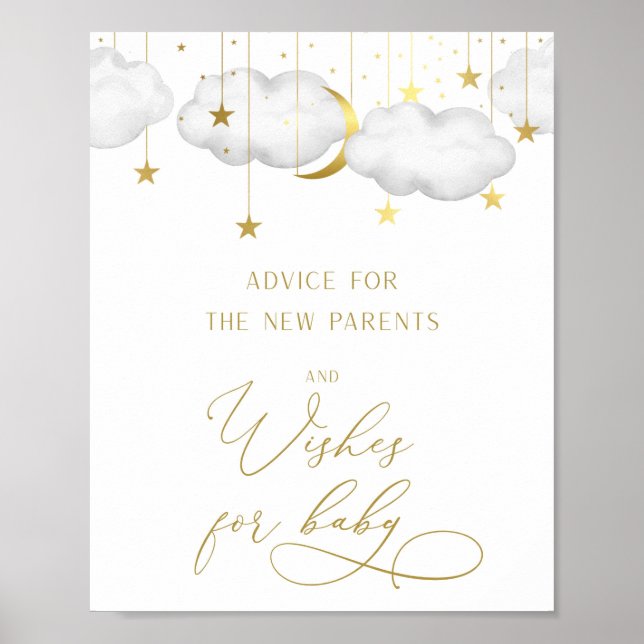 Poster Sinal de Chá de fraldas de Conselhos e Desejos (Frente)