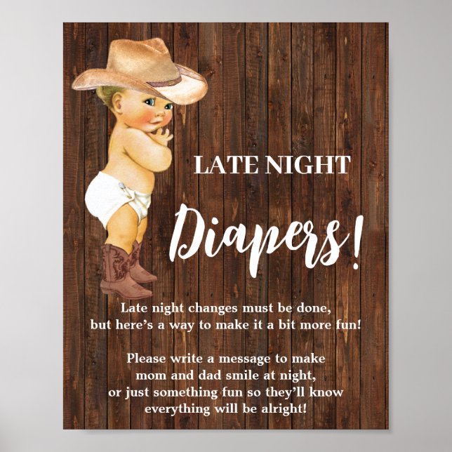 Poster Sinal de Chá de fraldas de Cowboy Noite Atrasada d (Frente)