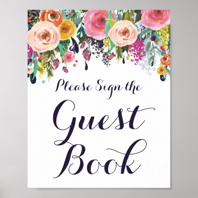 Poster Sinal de Chá de fraldas de Flor no Sinal de Livro  (Frente)