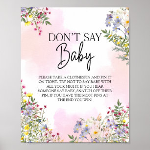 Poster Sinal de Chá de fraldas de flor selvagem
