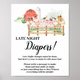 Poster Sinal de Chá de fraldas de Fraldas Noturnas Tardia